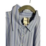 Anthropologie NEW Maeve Wrap Mini Shirt Dress Medium Blue Stripe Photo 6