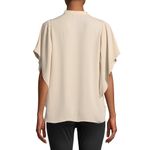 Amanda Uprichard Lori Blush Neutral Chiffon Button Down Short Sleeve Blouse Photo 1