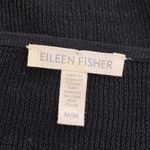 Eileen Fisher Organic Linen Blend Stretch Knit Top Size M Black Flare Sleeves Photo 2