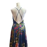 Lulus  Maxi Dress With Tie Floral Print Criss Cross Back High Slit Cruise Prom M Photo 4