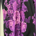 Temptation Black Purple Floral Fringe Dress Midi Medium Photo 3