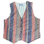 Jantzen Vintage 90s Cottagecore Prairie Hippie Embroidered Quilted Floral Vest Photo 0