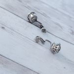 Vintage Clip On Earrings Just Under 1/2" Clear Gem Stylish Regal Silver Photo 4