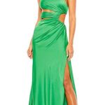 Mac Duggal Spring Green Cut Out One Shoulder Satin Gown Size 4 $498 68485 Photo 0