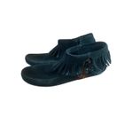 Minnetonka Concho Suede Fringe Moccasin Ankle Boot Black 10 SOUTHWESTERN Shoes Photo 1