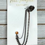 Free People Party Party Ear Chain Cuff Amber Rhinestone Gunmetal NWT Bohemian Photo 0
