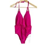 Seafolly Flower Festival Tahiti Pink Deep V Maillot One Piece Swimsuit Size 6 Photo 2