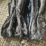 Non Signe Reversible Black Nylon Faux Fur Vest Brown Photo 3