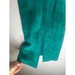 Cayenne Leather Suede Leather Midi Straight Skirt SZ 3/4 Lined Teal Green VTG Blue Photo 3