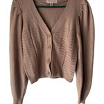 Philosophy Sweater Medium Pink Puff Sleeve Button Cardigan Knit Preppy Coquette Photo 0