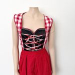 [Vintage] Red Gingham Dirndl Bavarian German Beer Girl Costume Dress Sz XL EU 46 Photo 2