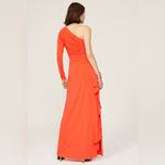 Halston Heritage HALSTON One Shoulder Drape Ruched‎ Orange Cocktail Evening Dress Formal Gown 12 Photo 2