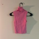 ZARA Ribbed Sleeveless Turtleneck Top – Pink | Size Small Photo 1