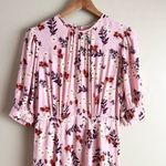 by TiMo Pink Floral Midi Dress Short‎ Puff Sleeves Bloom 50s Print, Size Small Photo 4