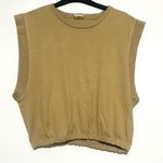 MOTHER The Swiper Crop Top In Bronze Mist 100% Cotton XL Tan Photo 3