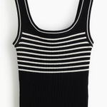 H&M Divided by  Striped Ribbed Tank Top, Black/White, Size Large Photo 0
