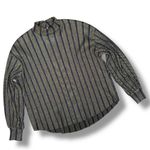 ZARA  Metallic Striped Crinkle Mock Neck Blouse Gold Multi Small Photo 10