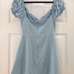 More to Come Aria Ruffle Mini Dress Puff Sleeve Blue sz Medium Photo 6
