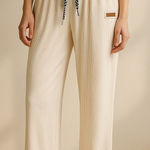 Pants Women Spring Solid Simple High Waist Drawstring New White size S new Photo 0