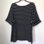 Karen Scott  Woman Navy Striped Short Sleeve Knit Pullover Sweater Top ~ Size 3X Photo 1
