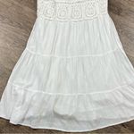 Jessica Simpson  Dress Women M White Square Neck Tiered Rayon Lined Mini Crochet Photo 3