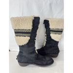 UGG  Women’s Shoreline Boots Size 9 Black Suede Shearling Fringe Lace Up 5755 Photo 3