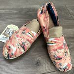 Toms Classic Coral Printed Palms Canvas Casual Slip On Flats Size 9.5 Photo 0