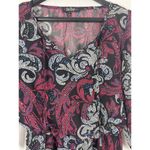 Bebop Pullover Sheer Line 3/4 Elastic Cuff & Waist A-line Vneck Paisley Dress S Photo 2