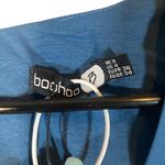 Boohoo  Blue Plunging Neck Ruffled Trim Faux Wrap Style Detail Dress Women Sz 4 Photo 6