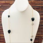 J.Crew Black Glass & Rhinestone Ball Gold Tone Long Necklace Photo 1