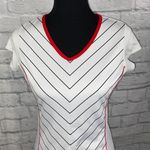 FILA 100 1911-2011 dri fit athletic top white w/black stripes and red trim sz S Photo 2