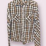 BKE  Boyfriend Long Sleeve Lightweight Plaid Flannel Button Down - size large Photo 0