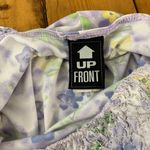 Up Front Pastel Floral Print SZ Medium 32” Long Ruffled bust Polyester Stretch  Photo 3