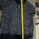 Hilary Radley  Navy Blue Floral Blouse Photo 1