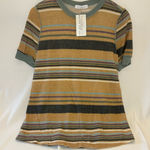 Spirit Ces Femme  Soft And Comfy Earth, Tone, Striped Short Sleeve Top Nwt Photo 0