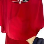 Lulus Womens Size Large Red Chiffon Sheer Overlay Party Mini Dress Holiday Photo 2