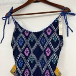 Aerie NEW cheeky coquine one piece tie shoulder swimsuit blue & yellow sz large Photo 2