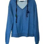 Honey Punch Pullover Hooded Sweatshirt Lightweight V-neck Gorpcore Medium Blue Photo 0