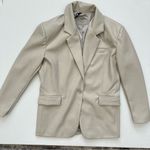 BLANK NYC Faux Leather Cream Blazer Size S Photo 3