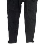 ZARA  Cargo Utility Tapered Zip Leg High Rise Stretch Cotton Jeans 36 Black #3239 Photo 3