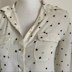 Loft  • Ivory Navy Star Print Button Up Blouse Photo 1