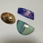 Lot Of 3 Handmade Hand Crafted Novelty Brooch Pins Wood Glass Ceramic Photo 1