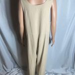 Chouyatou Women’s Beige Cotton Overalls Jumpsuit Romper Small Pockets Casual Photo 3