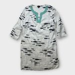 Talbots Linen beaded white and blue fish print Mini dress Size S Photo 4