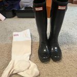 Hunter Boots Women’s Hunter Black tall glass rain boots **socks Included Photo 0