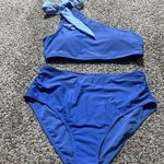 Herseas  Women's One Bow Shoulder Bikini Sets 2 Piece Ruched Swimsuit Elegant Bathing Photo 6