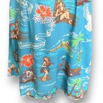Harley Davidson Vintage 90s Dress Blue Strapless Floral Tropical Print Open Back Photo 6