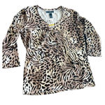 Karen Scott Karen Scoot Animal Leopard Print 3/4 Sleeves Blouse NWT Photo 0