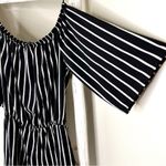 Ambiance Striped Romper Off Shoulder‎ Black White Short Sleeve Med Photo 1