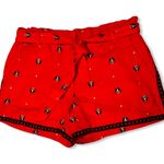 Loft Bee Embroidered Red Tie Waist Shorts XS Photo 1